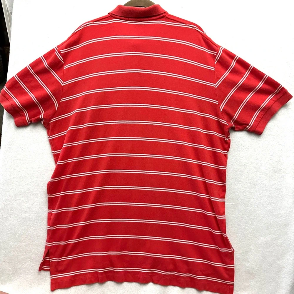Polo Ralph Lauren Mens XL Striped Short Sleeve Cotton Shirt Red White